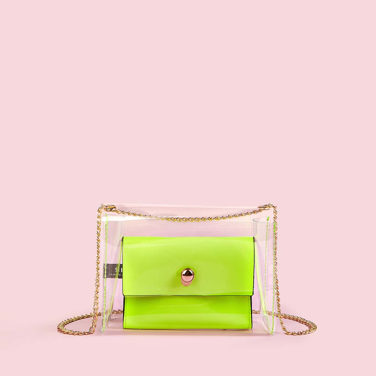 

Clear Flap Chain Crossbody Bag With Inner Pouch