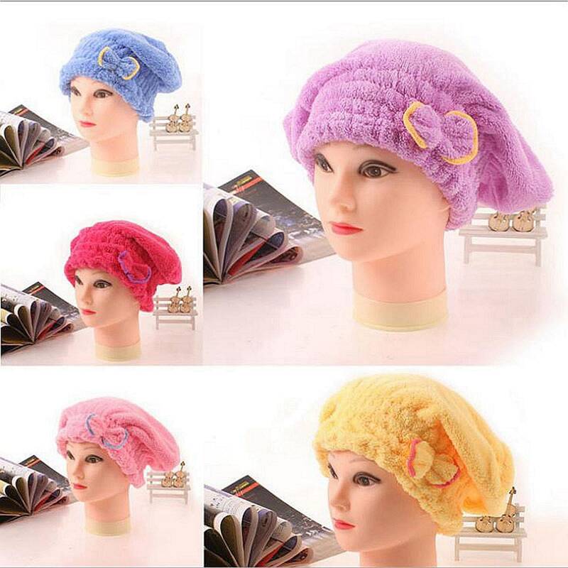 

1pc Bow Decor Dry Hair Cap, Multicolor