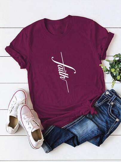 Plus Letter Graphic Round Neck Tee