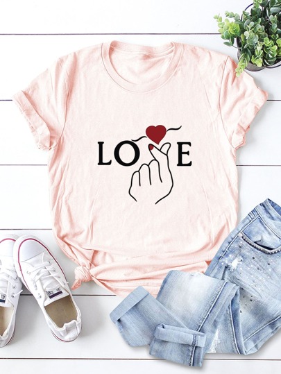 Plus Gesture & Letter Graphic Tee