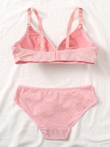 全杯子素色內衣褲套裝 - 淺粉色 - 查看 2