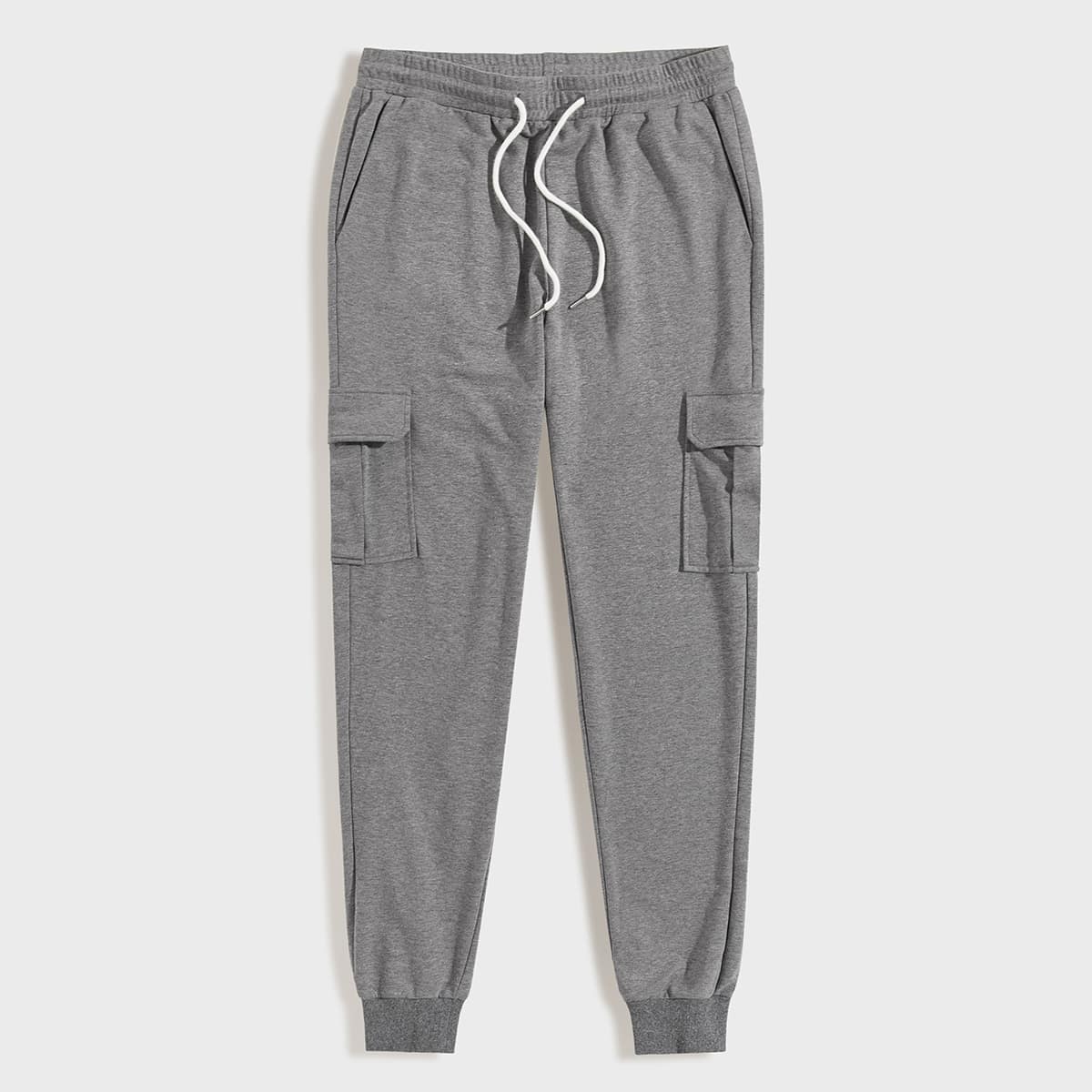 

Guys Drawstring Waist Flap Pocket Joggers, Grey