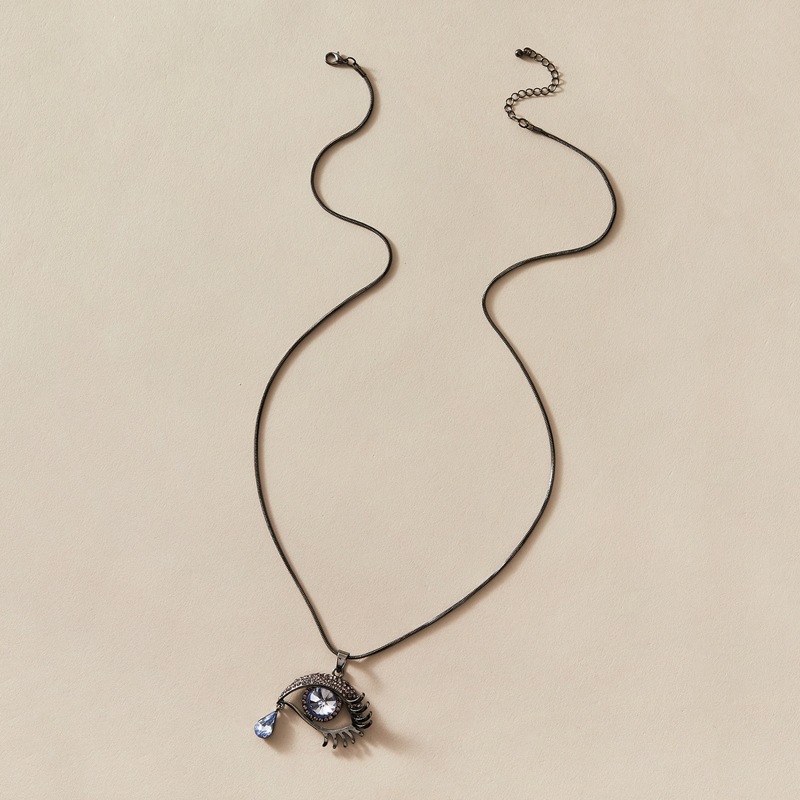 

1pc Rhinestone Engraved Eye Charm Necklace, Black