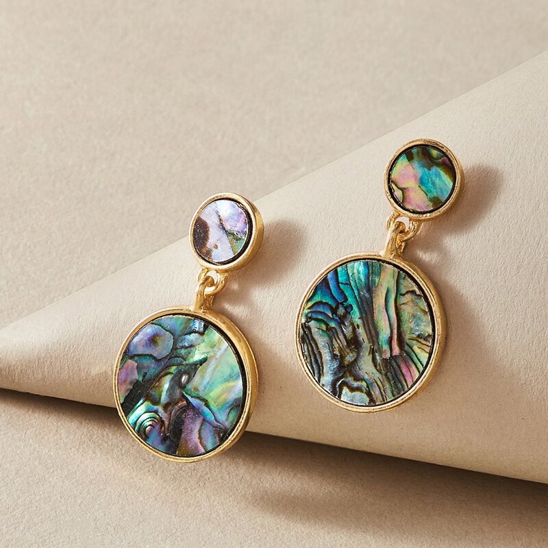 

1pair Shell Pattern Round Drop Earrings, Multicolor