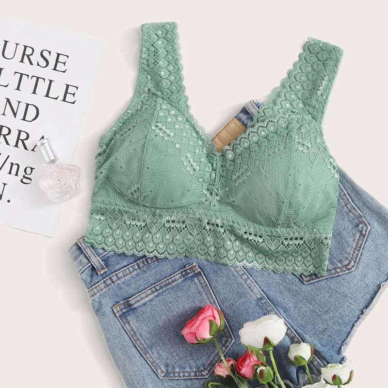 

Scallop Lace Bralette, Green