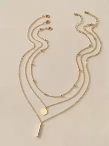 3 piezas collar con diseño de barra y disco - Amarillo Oro - Ver 1