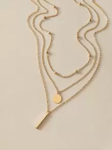 3 piezas collar con diseño de barra y disco - Amarillo Oro - Ver 2