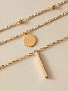 3 piezas collar con diseño de barra y disco - Amarillo Oro - Ver 3