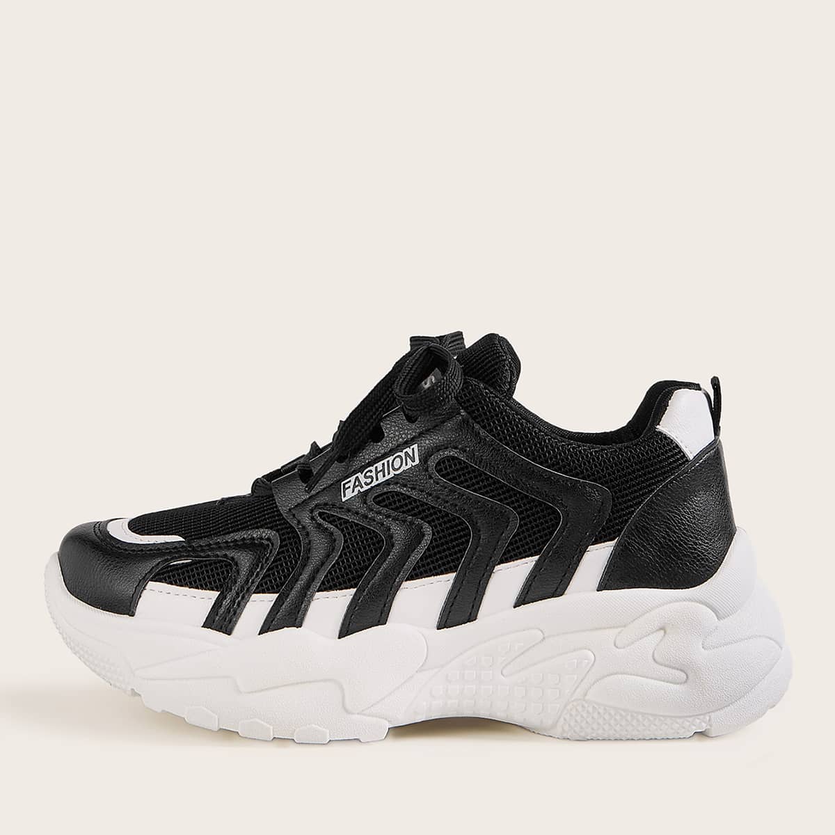 

Lace-up Front Chunky Sneakers, Black
