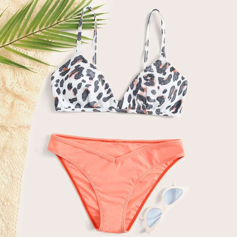 

Leopard Low Rise Bikini Swimsuit, Multicolor