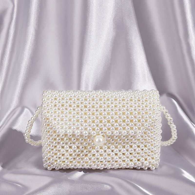 

Allover Faux Pearl Decor Crossbody Bag, Beige