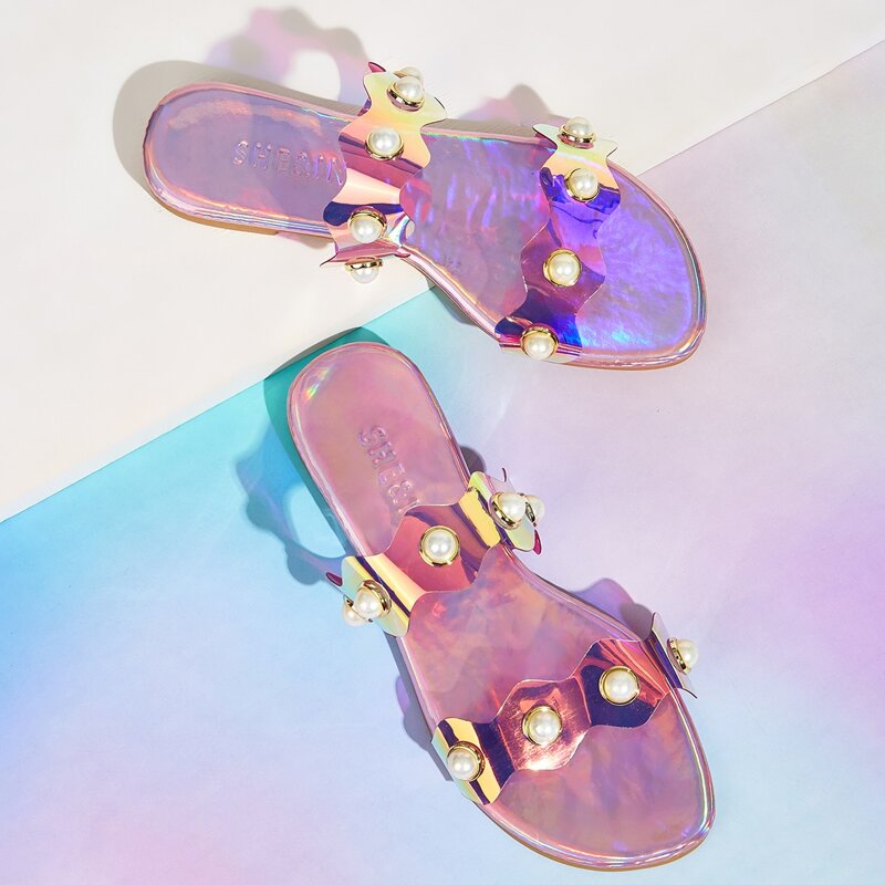 

Faux Pearl Decor Holographic Sliders, Multicolor
