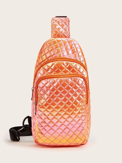 Neon Orange Quilted Fanny Pack