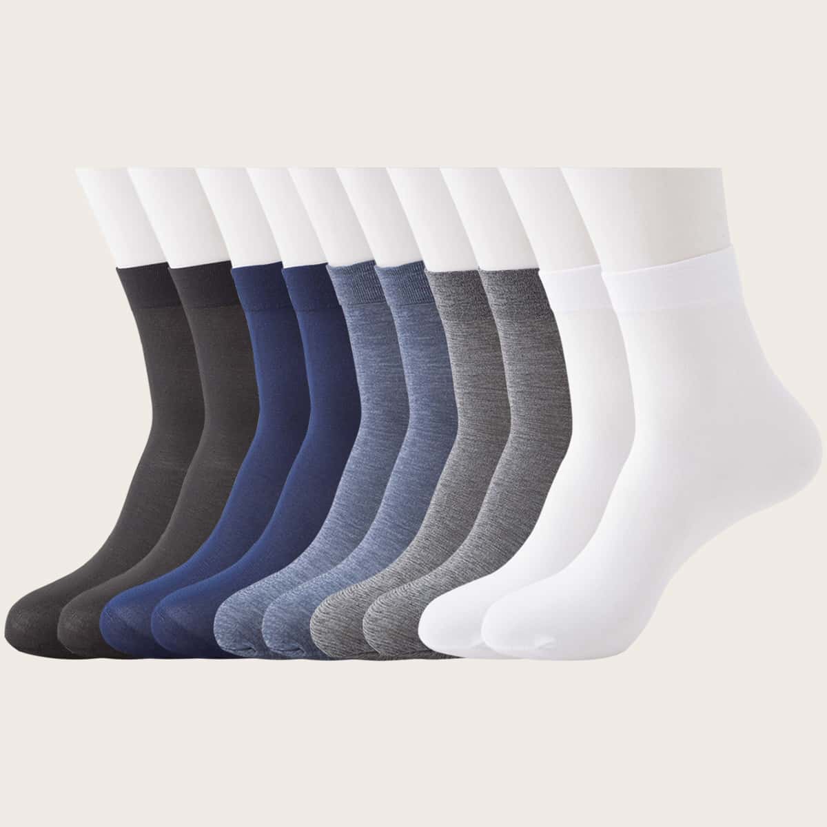 

10 pairs Guys Solid Ankle Socks, Multicolor
