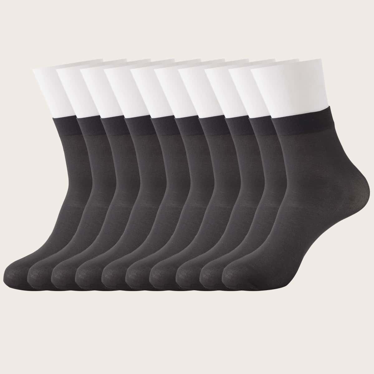

10 pairs Guys Solid Ankle Socks, Black