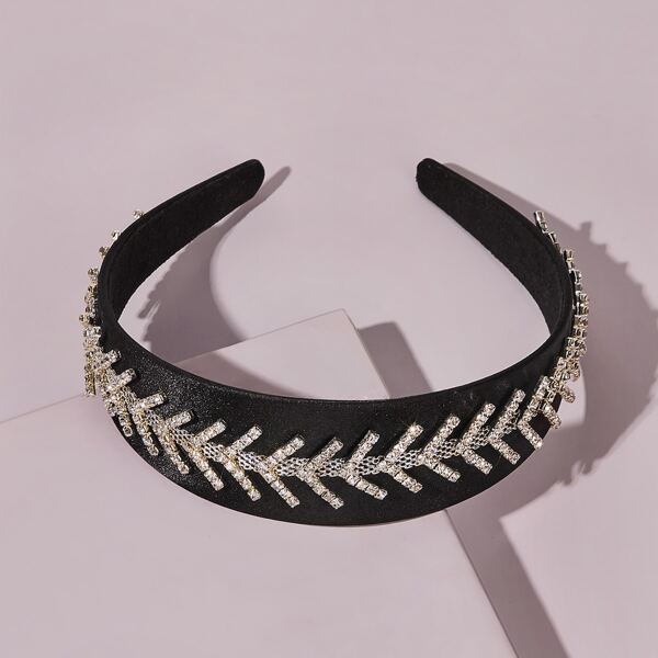 

Обруч для волос с шевронным узором и стразами, Чёрный