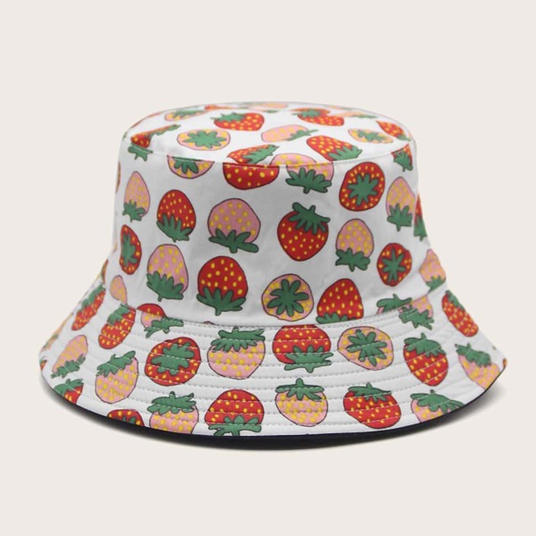 

Strawberry Pattern Bucket Hat, Multicolor