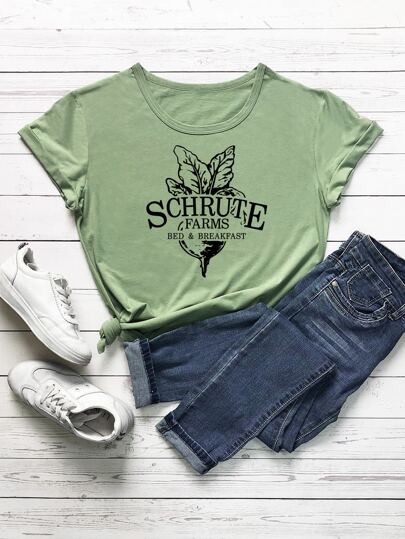 Cartoon & Letter Graphic Tee