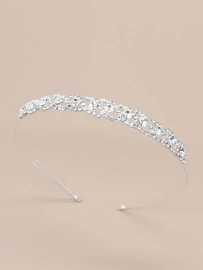 1 pieza Diadema de mujer de aleación simple y elegante con rhinestones para uso diario y fiestas, accesorio para el cabello dorado, diadema, aro para el cabello, accesorios para el cabello, accesorios de belleza para el hogar