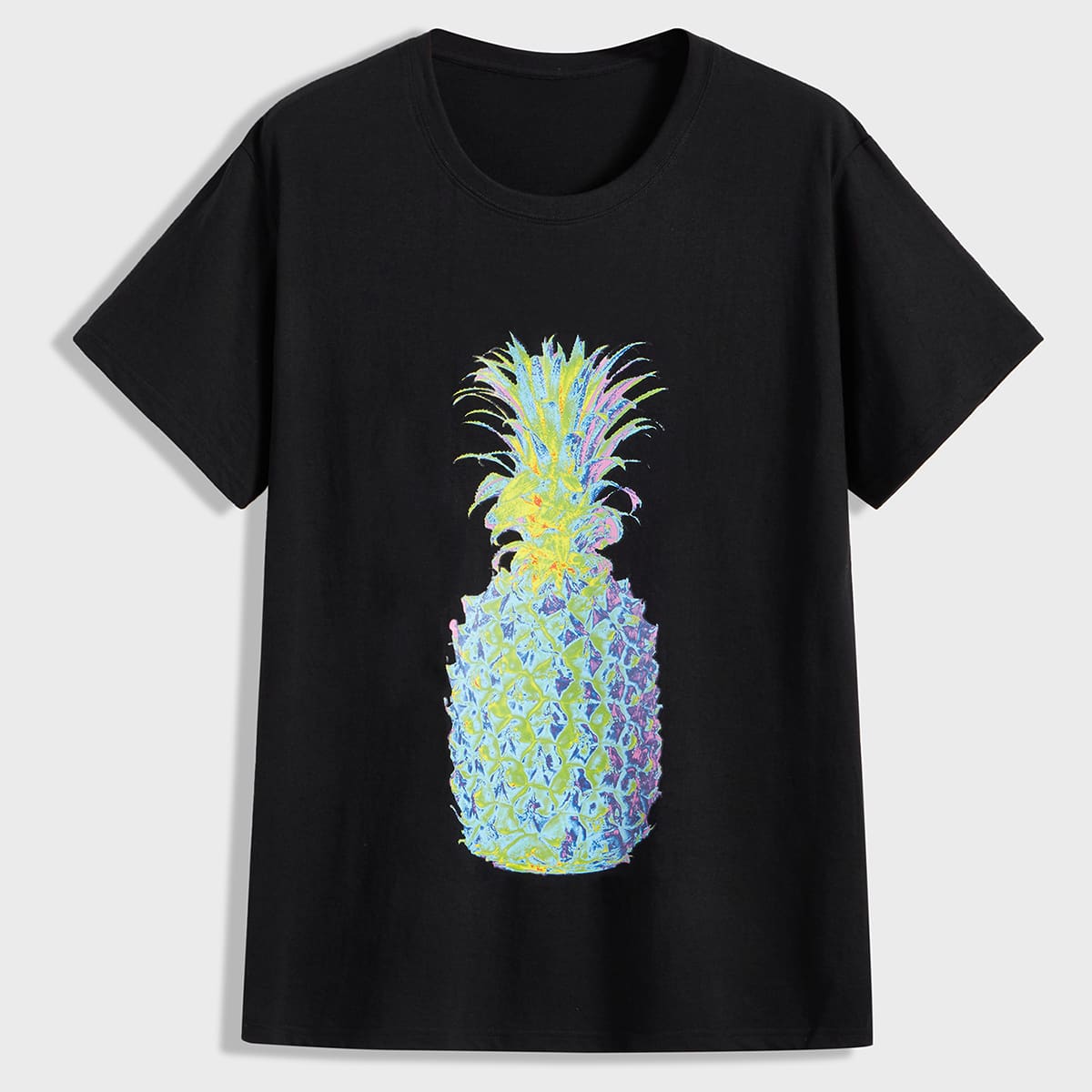 

Guys Pineapple Print Crew Neck Tee, Black