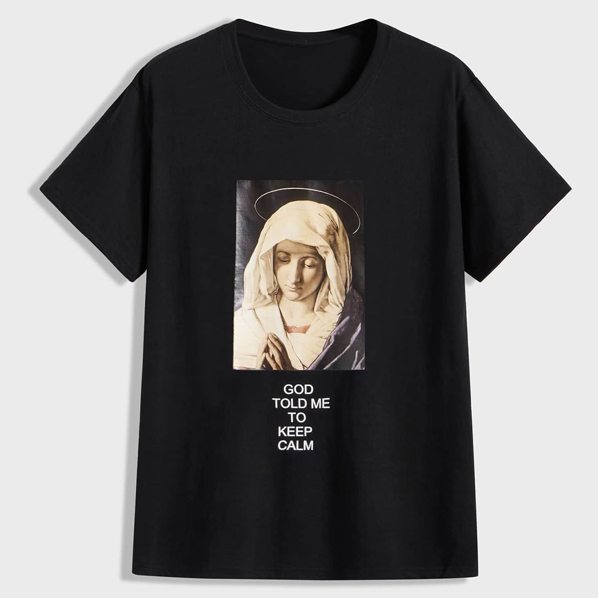 

Guys Figure And Slogan Graphic Tee, Black