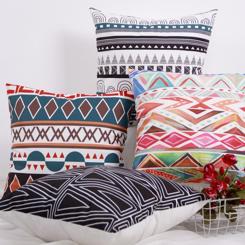 

1pc Geometric Pattern Cushion Cover Without Filler, Multicolor