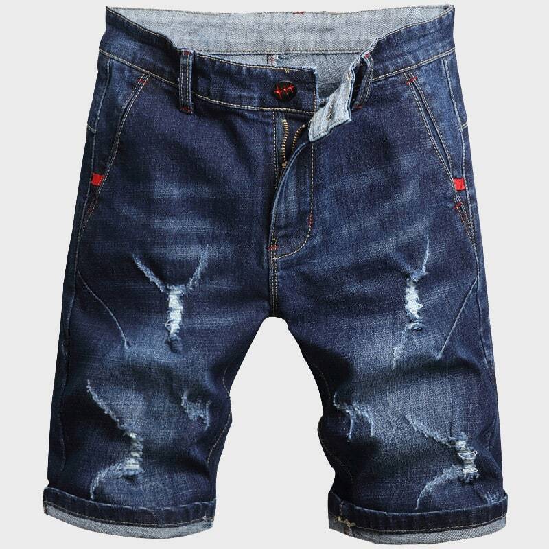 

Guys Pocket Side Ripped Denim Shorts, Blue