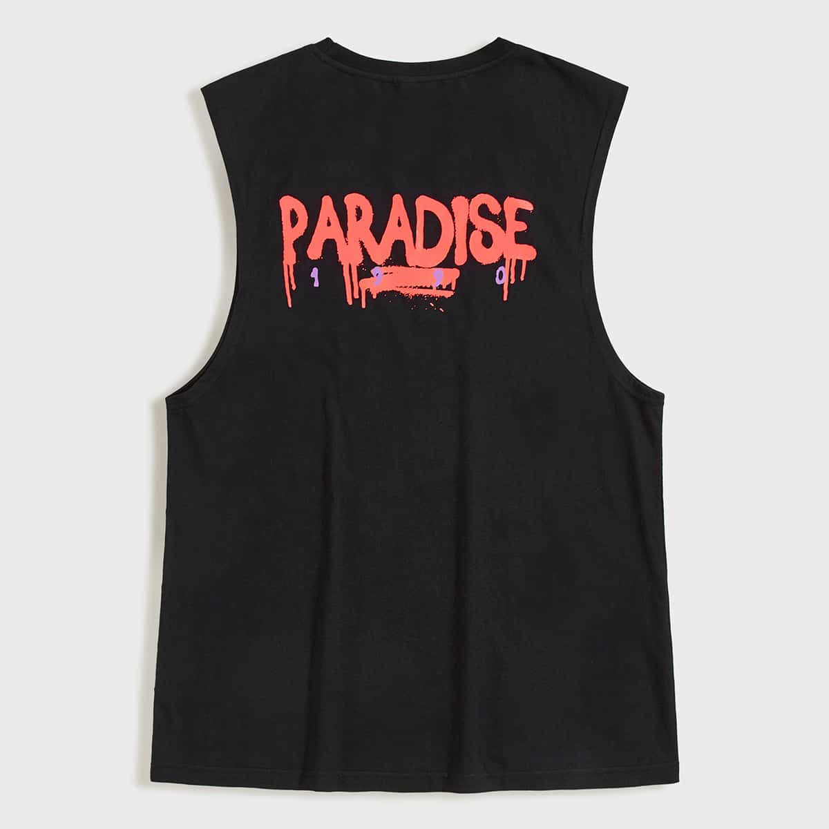 

Guys Paint Splatter And Letter Graphic Tank Top, Black