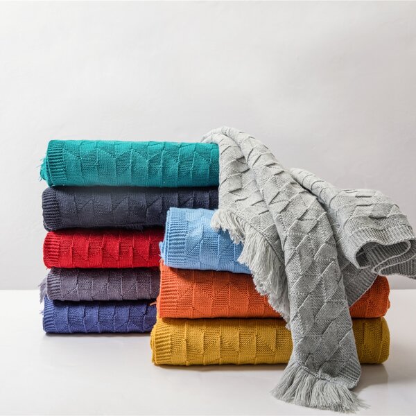 

1pc Knitted Tassel Blanket, Multicolor