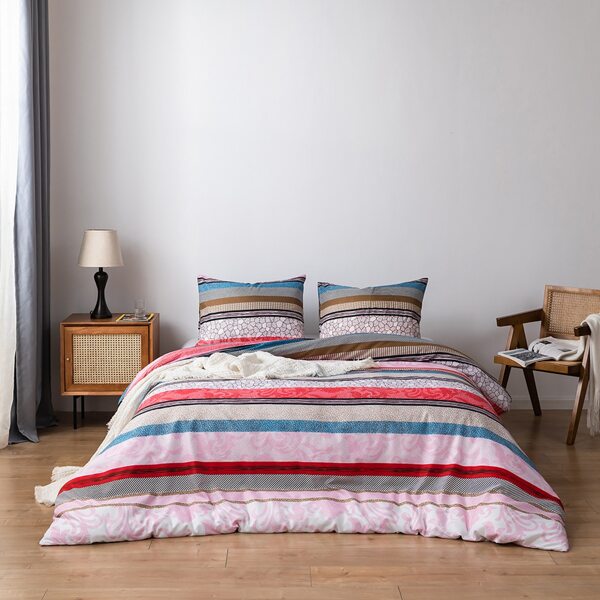 

Striped Pattern Bedding Set Without Filler, Multicolor