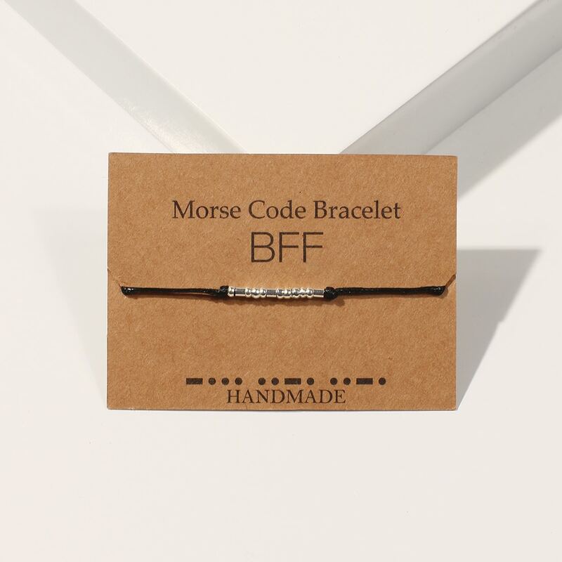 

1pc Morse Code BFF Bracelet, Silver