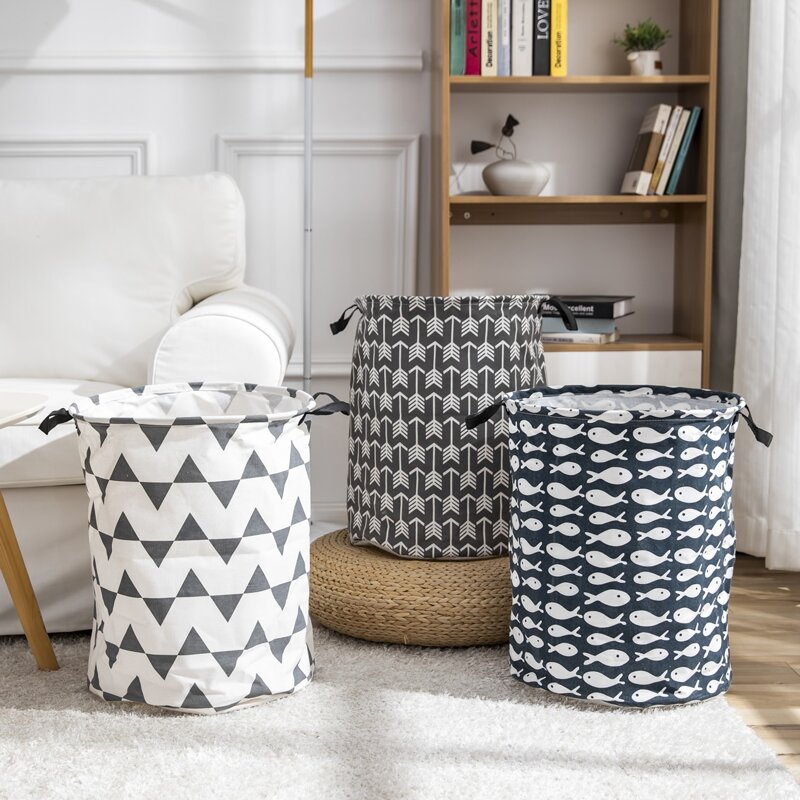 

1pc Fish & Geometric Pattern Storage Basket, Multicolor