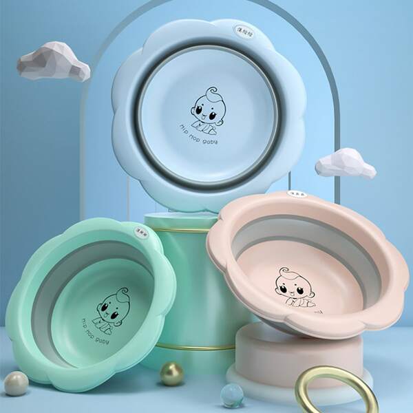 

1pc Collapsible Plastic Wash Basin, Multicolor
