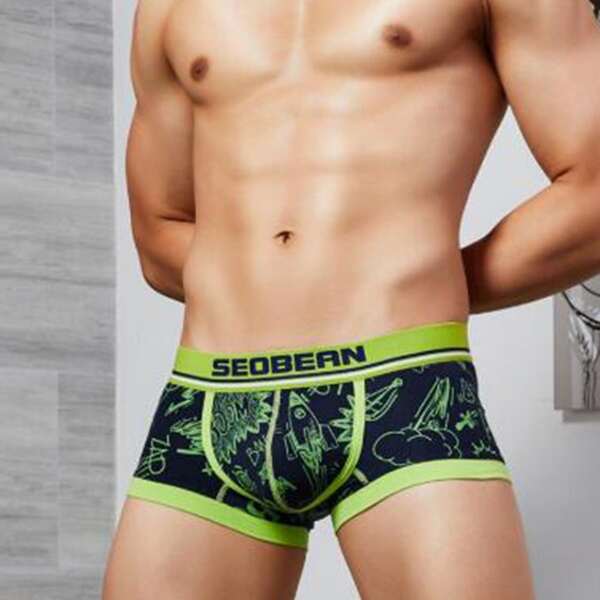 

Men Letter And Graphic Print Boxer Brief, Multicolor