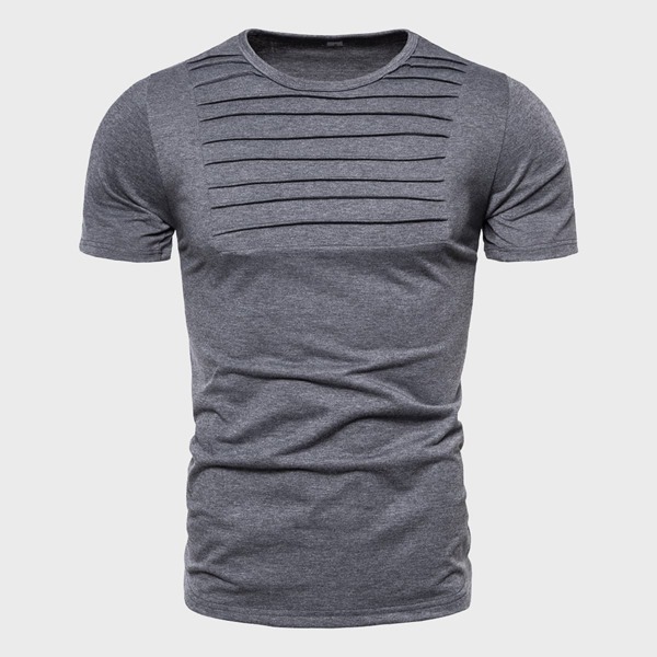 

Men Pleated Space Dye Tee, Grey