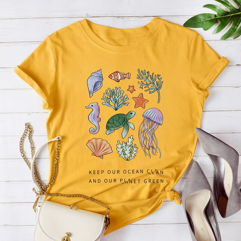 

Slogan And Cartoon Graphic Tee, Yellow