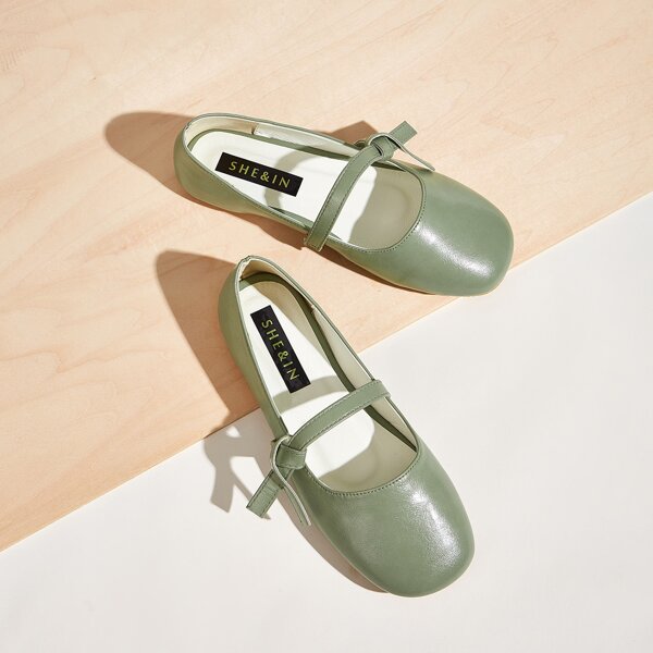 

Minimalist Slip On Flats, Green