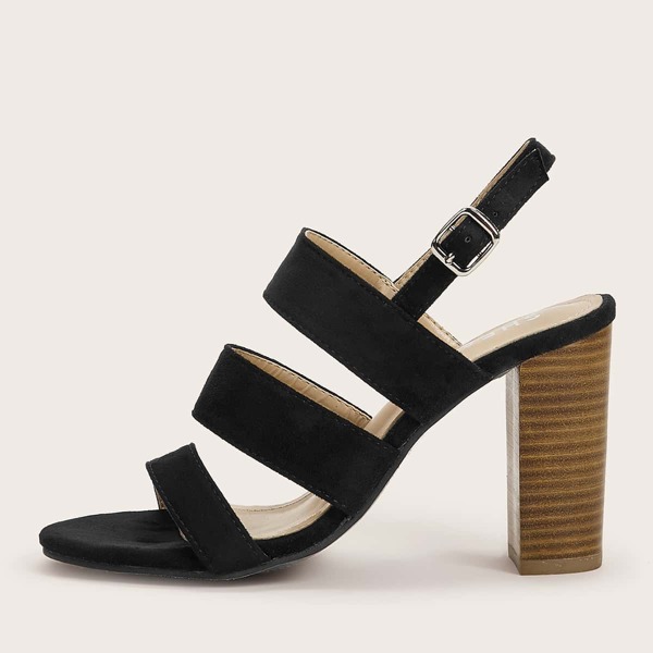 

Multi Strap Slingback Chunky Heels, Black