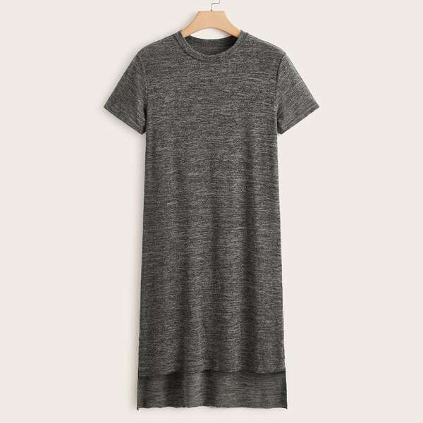 

Plus Space Dye Solid Tee Dress, Grey