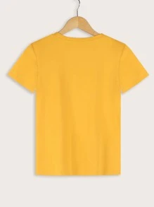 Camiseta de cuello redondo con estampado de girasol - Amarillo - Ver 2