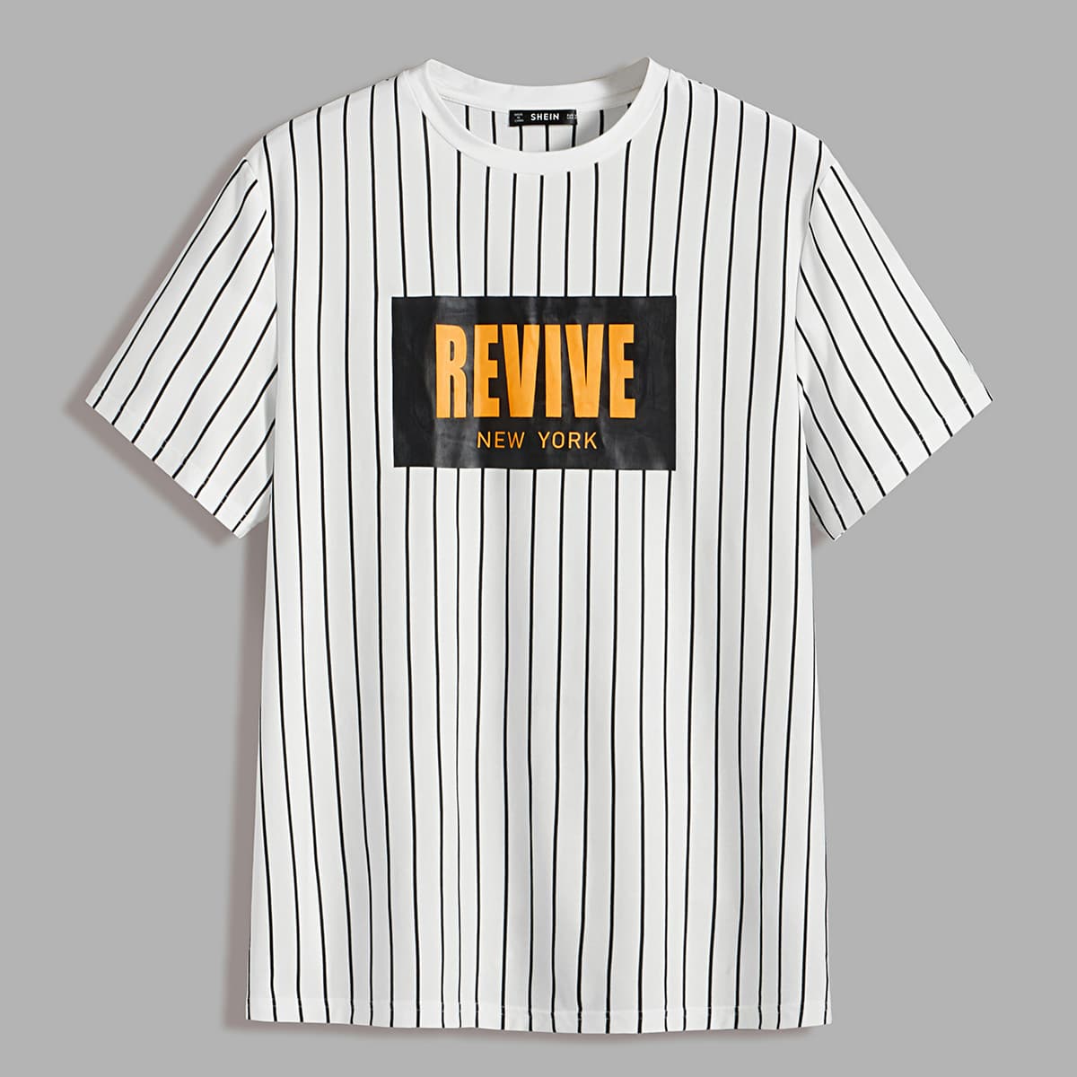 

Guys Slogan Graphic Striped Tee, Black and white