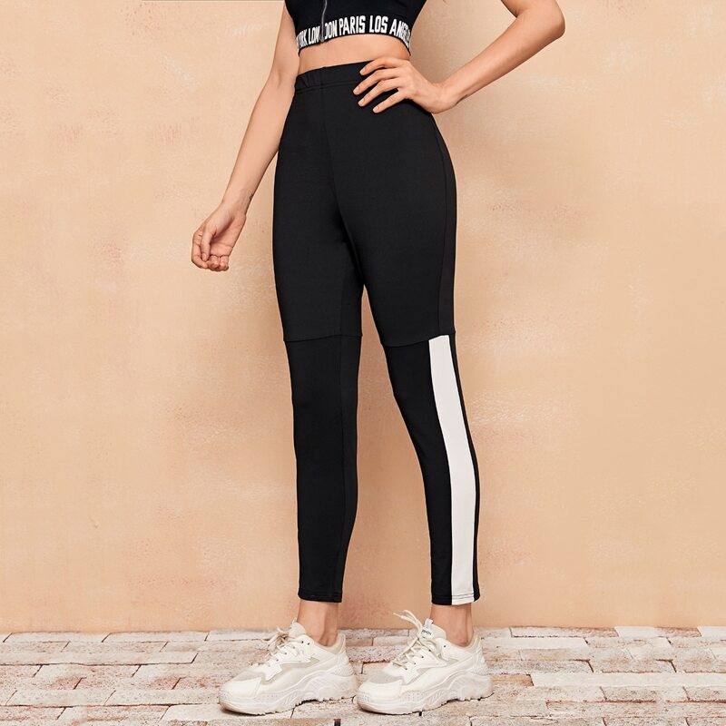 

Contrast Sideseam Leggings, Black