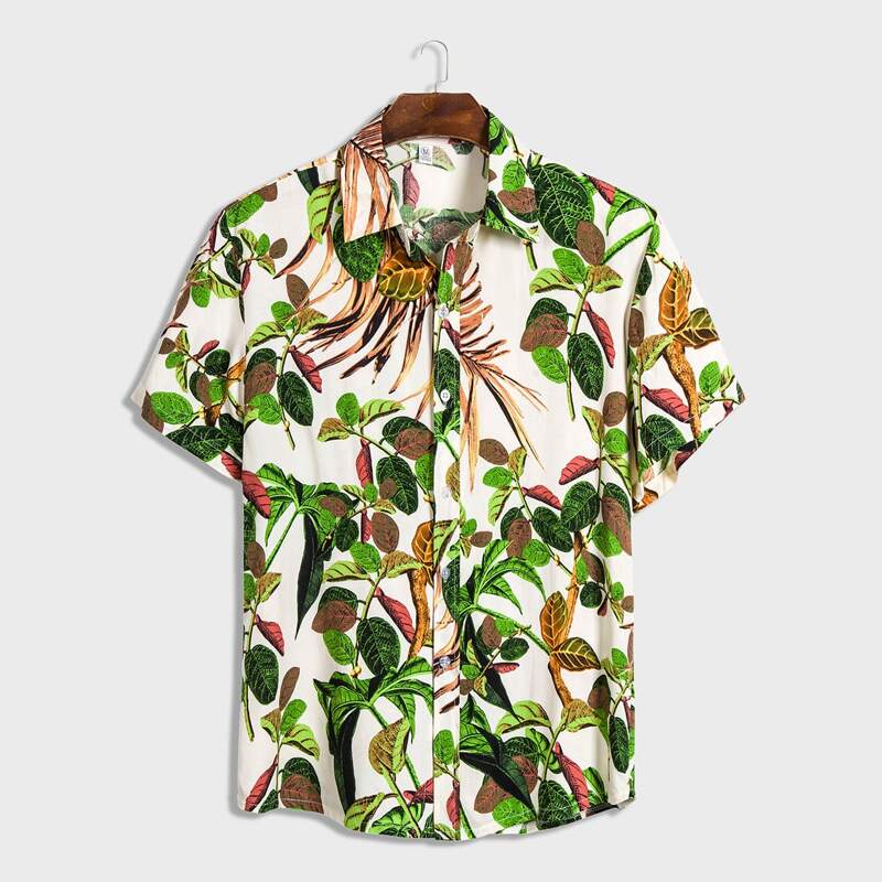

Guys Leaf Print Hawaii Shirt, Multicolor