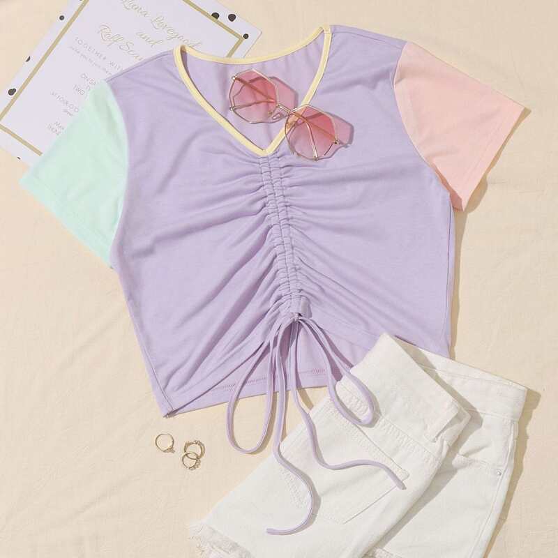 

Colorblock Drawstring Tee, Multicolor