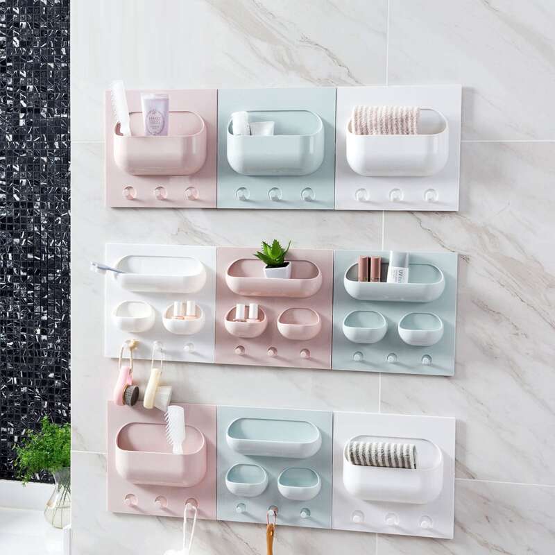 

1pc Square Wall Mounted Storage Box, Multicolor