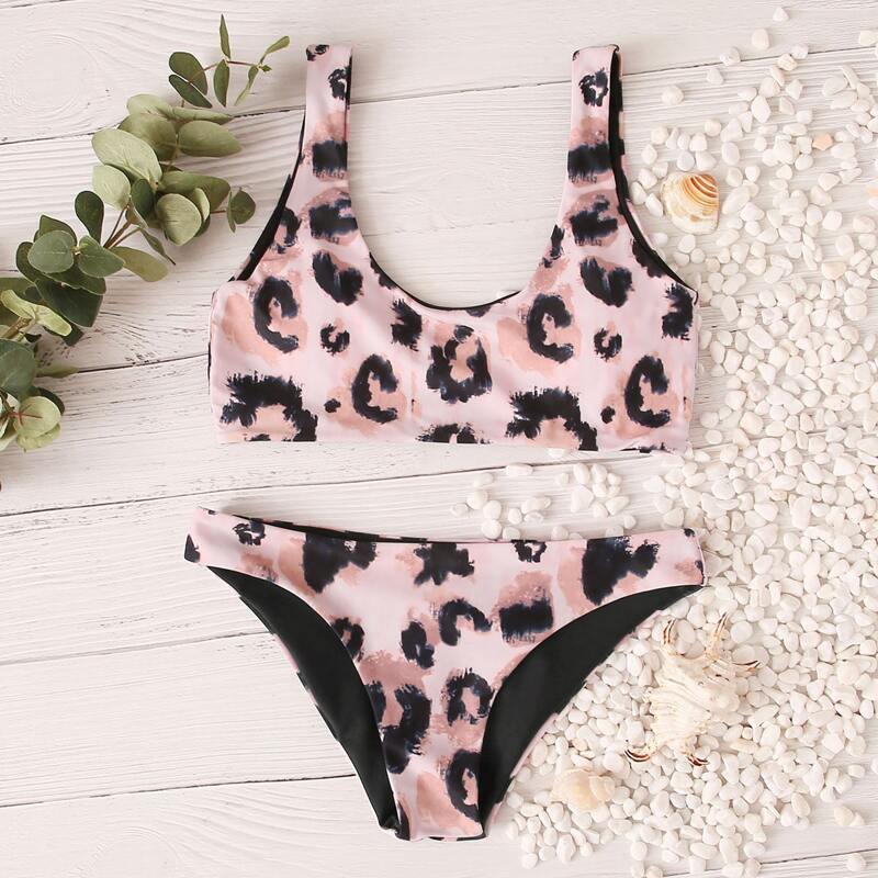 

Leopard Low Rise Bikini Swimsuit, Multicolor