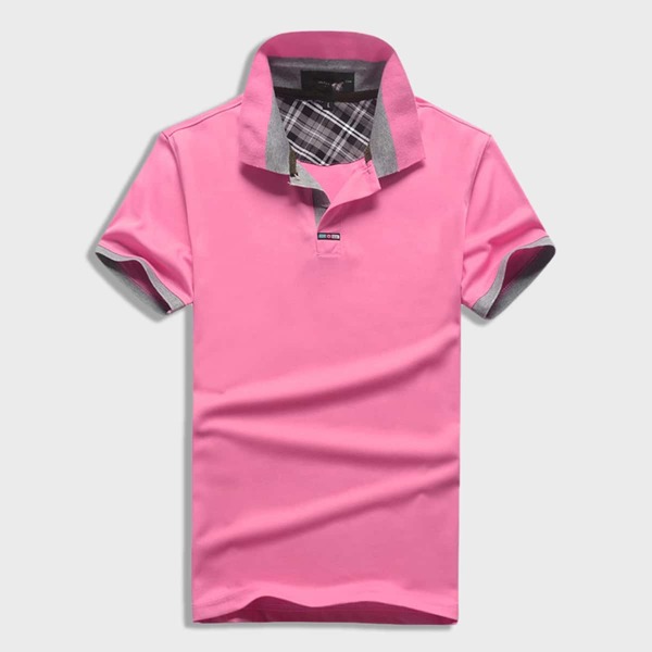 

Men Contrast Panel Polo Shirt, Pink