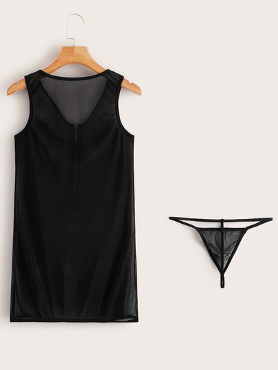 Vestido de malha com zíper e zíper