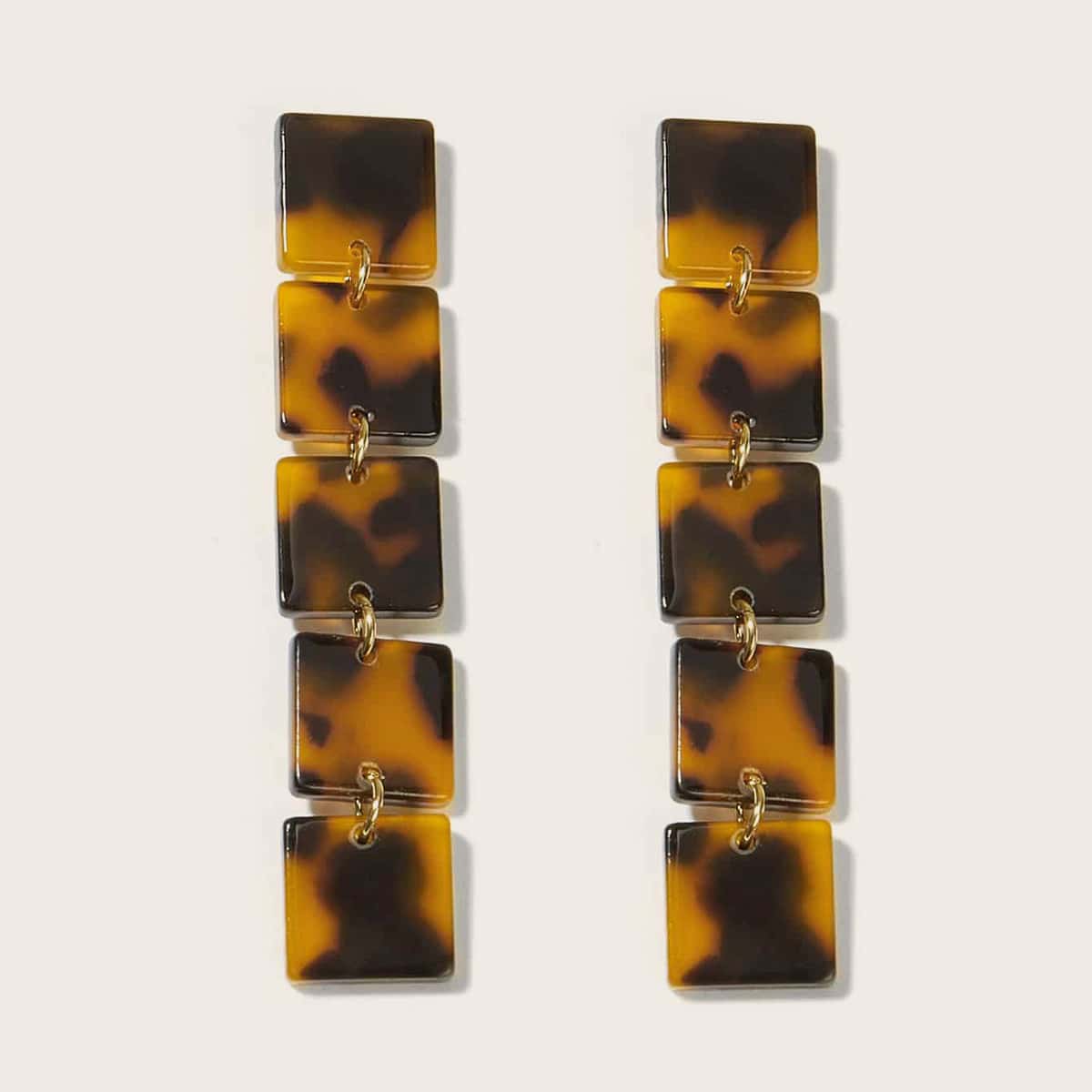 

Square Resin Drop Earrings 1pair, Multicolor