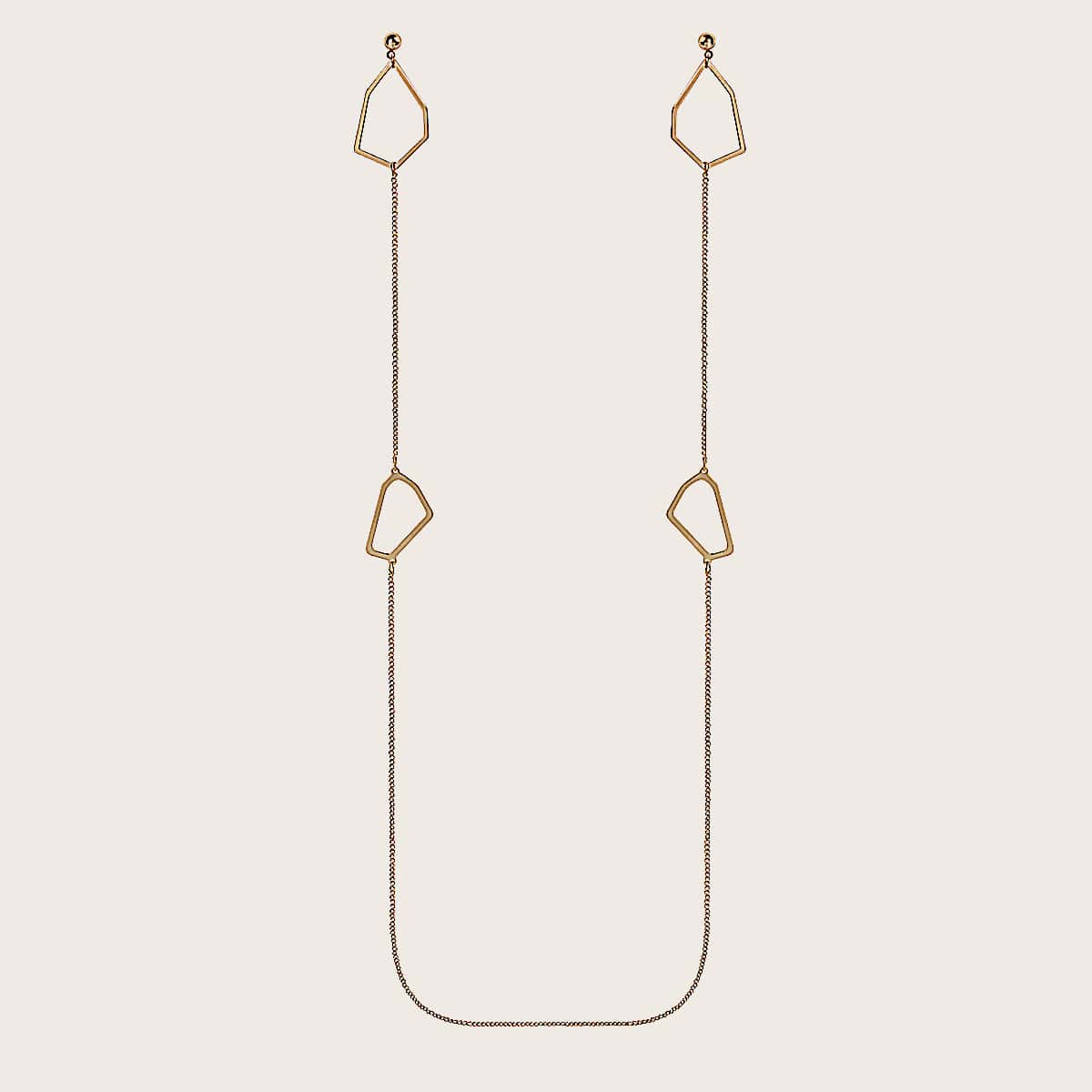 

1pc Geometric Hanging Neck Chain Earring, Gold